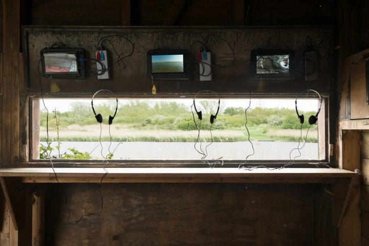 Image: YoHa Wasted Voyages in the Thames Estuary at Wat Tyler Country Park, commissioned by Estuary 2021 produced by Metal. Photo: Jonathan Juniper