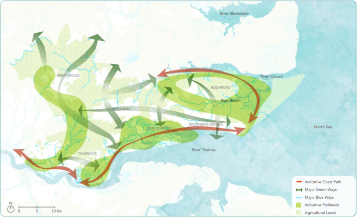 GBI Strategy Conceptual Diagram - an enveloping and well-connected green and blue infrastructure